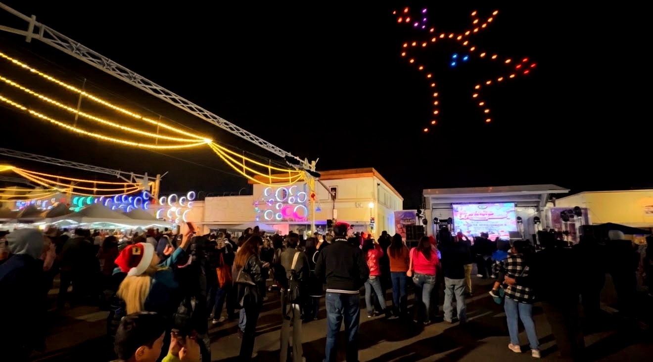 Drone show celebration lights